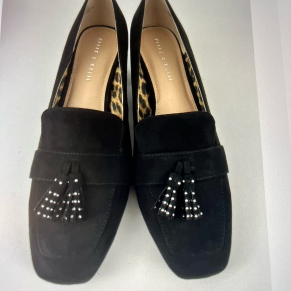 Kelly & Katie Black Microsuede Heel Loafer Tassel Shoes SIZE 6M. NWOT - Picture 6 of 12